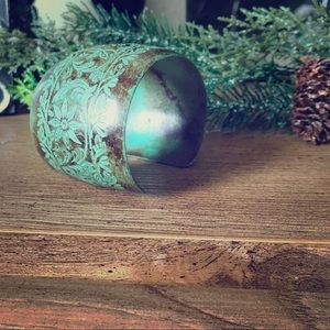 Turquoise etched cuff